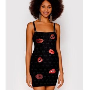 Pinko Dresses | Pinko Embroidered Kiss Mini Dress | Color: Black/Red | Size XS